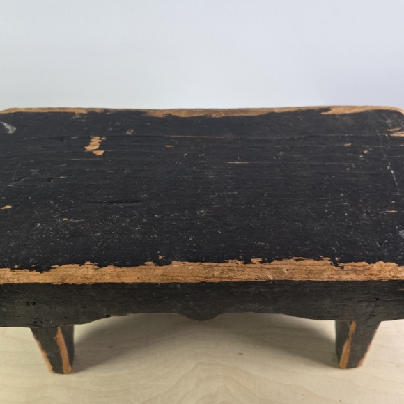 Rustic Black and Brown Wooden Stool - Picture 9 of 10